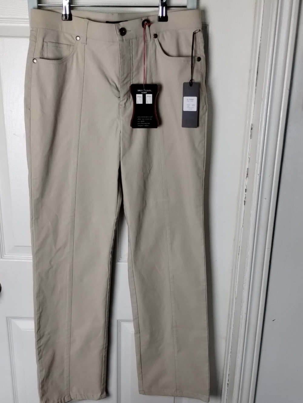 Simon Chang Denim Ultra Stretch Micro Twill Tummy Control Women's Cork Pant Sz10